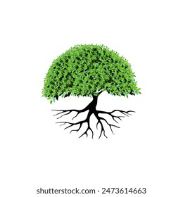 abstract vibrant tree logo and roots design illustration