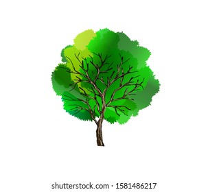 Abstract Vibrant tree vector isolated on white