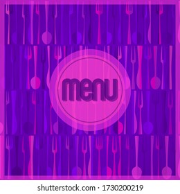 Abstract vibrant violet stylish restaurant or cafe menu cover vector design