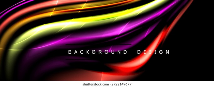 Abstractas ondas vibrantes, líneas fluidas. Los colores brillantes se mezclan, creando un diseño de fondo dinámico. Estética moderna, presentación elegante.