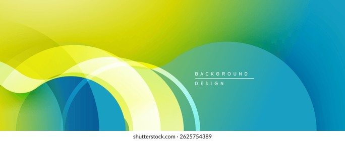 Abstract vibrant waves, yellow to blue gradient. Modern design, smooth curves, dynamic composition. Background element for digital projects.