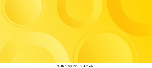 Abstract Vibrant Yellow Gradient Background with Minimalist Layered Circles and Spherical Geometric Shapes for Modern Web Banners, Aesthetic Presentations, and Summer Promotions