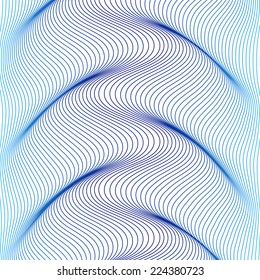 Abstract vibrating wave repeating 3D pattern. Emerging textured surface. Linear optical illusion.