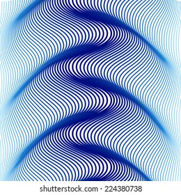 Abstract vibrating wave repeating 3D pattern. Emerging textured surface. Linear optical illusion.