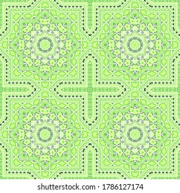 Abstract victorian majolica tile seamless rapport. Geometric texture vector motif. Textile print design. Stylish spanish mayolica tilework iterative pattern. Interior decoration print.