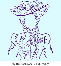 Abstract of Victorian woman vector for card, decoration, illustration