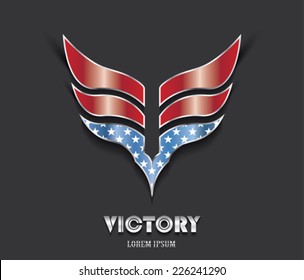 Abstract victory wings in color of American flag