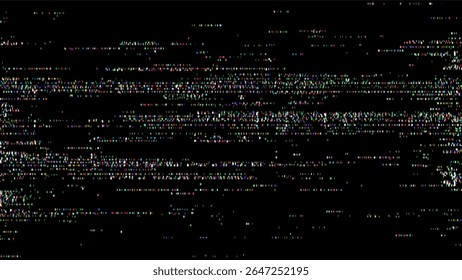 Abstract video distortion with colorful pixel noise on a black screen. Glitch effect pattern for background design. - Powered by Shutterstock - Get 15% off with code: PIKWIZARD15
