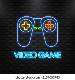Abstract video game for game design. Vector illustration design. Play online. Neon icon.