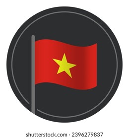 Abstract Vietnam Flag Flat Icon in Circle Isolated on White Background