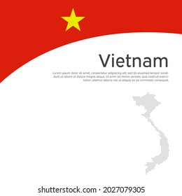 Resumen de la bandera de vietnam, mapa de mosaicos. Fondo creativo para el diseño de tarjetas de vacaciones patrióticas vietnamitas, afiche. Portada, pancarta con colores nacionales de vietnam. Ilustración plana vectorial, plantilla