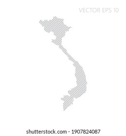 Abstract Vietnam map with gray diagonal lines. Vietnam stripes map. Vector illustration EPS10.