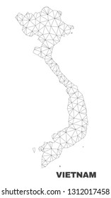 Abstract Vietnam map isolated on a white background. Triangular mesh model in black color of Vietnam map. Polygonal geographic scheme designed for political illustrations.