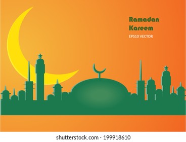 Abstract view of Mosque or Masjid in heart shape paper design, vector eps10