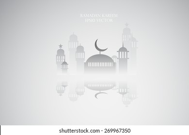 Abstract view of Mosque or Masjid and reflection, paper design, vector eps10