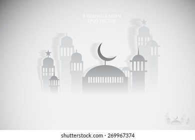 Abstract view of Mosque or Masjid with shadow, paper design, vector eps10