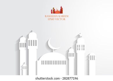 Abstract view of Mosque or Masjid with shadow, paper design, vector eps