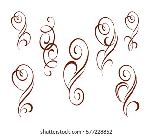 Abstract vignettes for tattoo.Vector illustration.  Brown   on  white.
