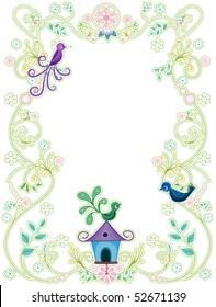Resumen Vines Frame con Aves - Vector