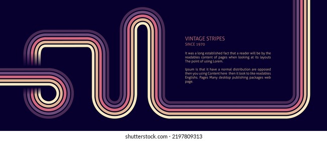 Abstract Vintage 70s Style Background. Retro Design With Stripes Vector Illustration.