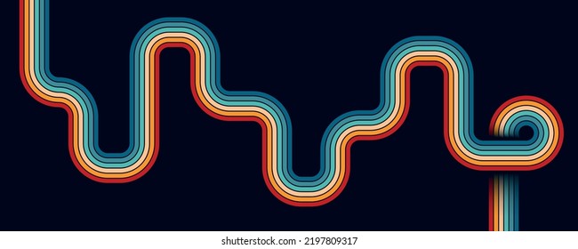 Abstract Vintage 70s Style Background. Retro Design With Stripes Vector Illustration.