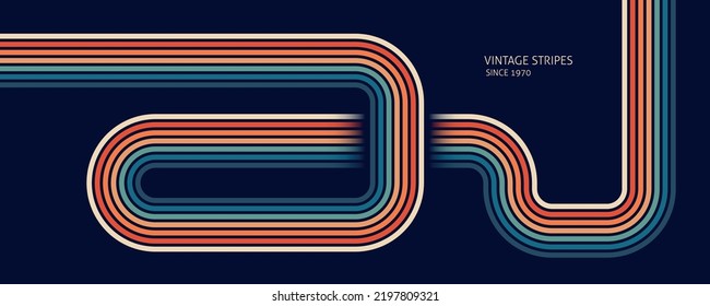 Abstract Vintage 70s Style Background. Retro Design With Stripes Vector Illustration.