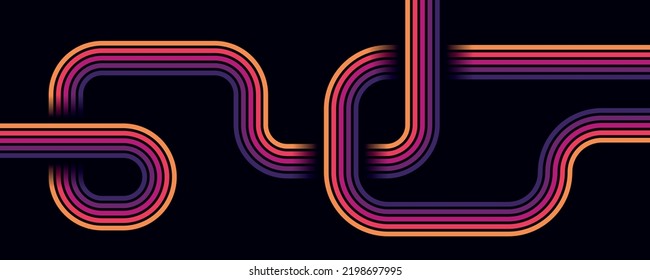 Abstract Vintage 70s Style Background. Retro Design With Stripes Vector Illustration.