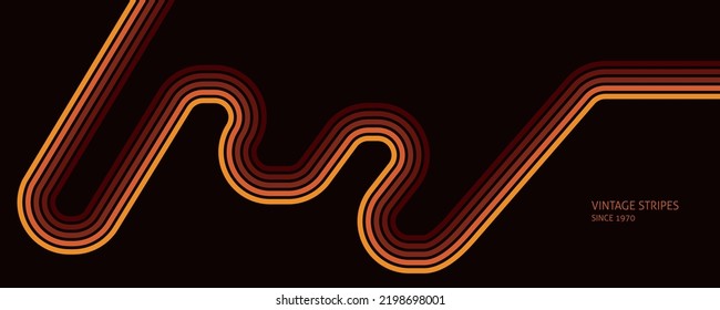 Abstract Vintage 70s Style Background. Retro Design With Stripes Vector Illustration.