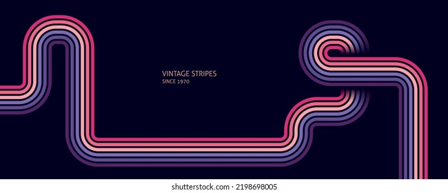 Abstract Vintage 70s Style Background. Retro Design With Stripes Vector Illustration.