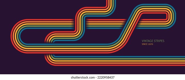 Abstract Vintage 70s Style Background. Retro Design With Stripes Vector Illustration