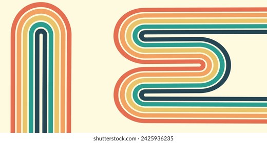 Abstract Vintage 70s Style Background. Retro Design With Stripes Vector Illustration