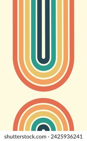 Abstract Vintage 70s Style Background. Retro Design With Stripes Vector Illustration