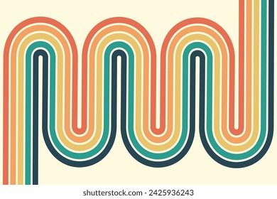 Abstract Vintage 70s Style Background. Retro Design With Stripes Vector Illustration