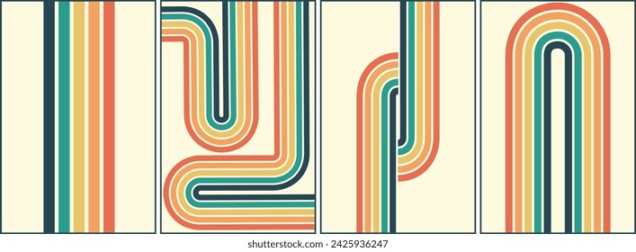 Abstract Vintage 70s Style Background. Retro Design With Stripes Vector Illustration