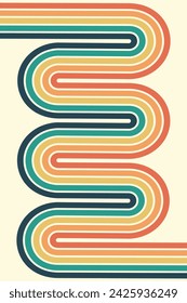 Abstract Vintage 70s Style Background. Retro Design With Stripes Vector Illustration