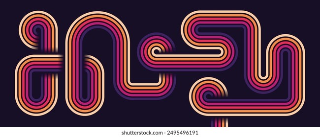 Fondo Abstractas estilo Antiguas 70s. Diseño Retro Con Ilustración vectorial De Rayas