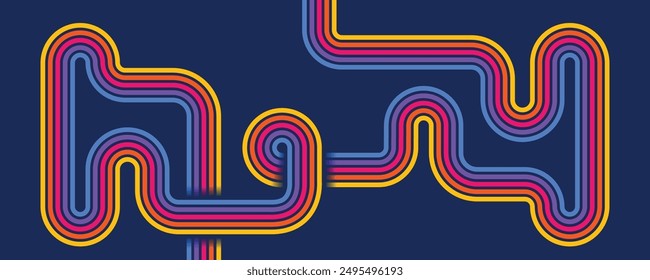 Abstract Vintage 70s Style Background. Retro Design With Stripes Vector Illustration