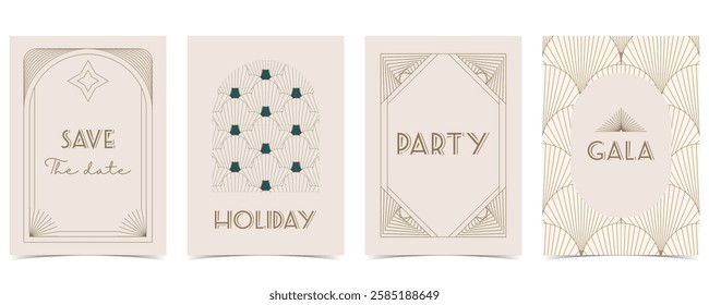 Abstract vintage art deco template for a4 vertical design