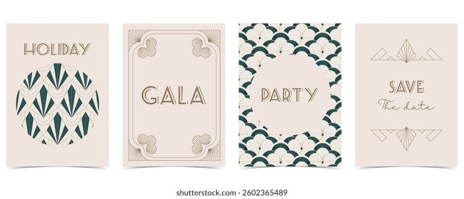 Abstract vintage art deco template for a4 vertical design