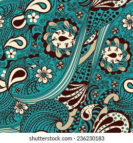 Abstract vintage asian seamless pattern. Vector illustration for fabric.