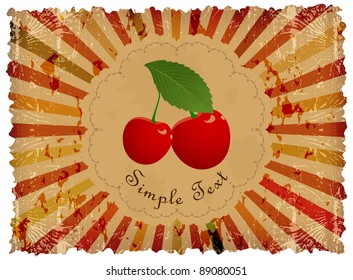 Abstract vintage background with blots and placed it on berries cherries
