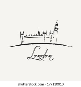 Abstract vintage background. Brush illustration with Big Ben  (EPS10 Vector)