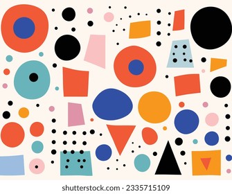 abstract vintage background with colored shapes, in the style of minimalist figures, allie brosh, white background, sparse backgrounds, memphis design, minimalist backgrounds