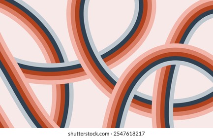 Abstractas diseño de fondo vintage con líneas onduladas de colores en estilo de los años 60-70. Genial telón de fondo. Plantilla de Anuncio de dibujos animados de moda.