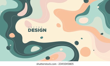 Abstract vintage background with hand drawn smooth shapes, lines and spots. Trendy simple banner design. Organic vector illustration