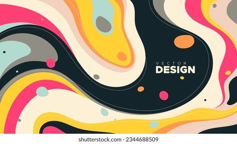 Abstract vintage background with hand drawn smooth shapes, lines and spots. Trendy simple banner design. Organic vector illustration