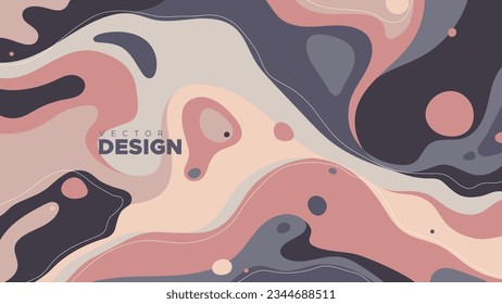 Abstract vintage background with hand drawn smooth shapes, lines and spots. Trendy simple banner design. Organic vector illustration
