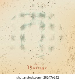 Abstract vintage background raster dots on faded old paper