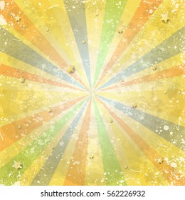 Abstract vintage background with rays and stars, vector illustration 