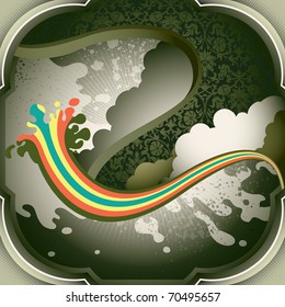 Abstract vintage background with stylized forms. Vector illustration.
